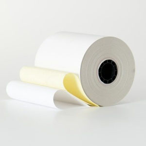 2 Ply Kitchen Till Rolls 76mm - Self Copy Rolls - White/Yellow 20Per Box